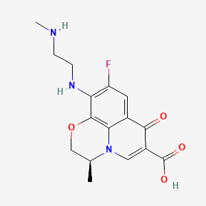 (S)-9-Fluoro-3-methyl-10-((2-(methylamino)ethyl)amino)-7-oxo-2,3-dihydro-7H-[1,4]oxazino[2,3,4-ij]quinoline-6-carboxylic acid chemical structure (CAS 151250-76-9)