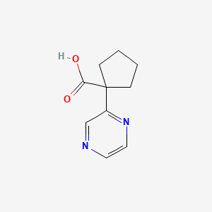 1-(Pyrazin-2-yl)cyclopentane-1-carboxylic acid chemical structure (CAS 1512525-02-8)