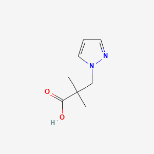 2,2-Dimethyl-3-(1H-pyrazol-1-yl)propanoic acid chemical structure (CAS 1514861-89-2)