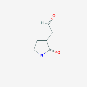 2-(1-Methyl-2-oxopyrrolidin-3-yl)acetaldehyde chemical structure (CAS 151680-94-3)