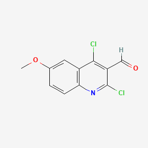 2,4-Dichloro-6-methoxyquinoline-3-carbaldehyde chemical structure (CAS 151772-24-6)