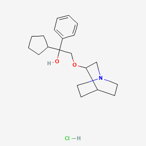 1-Cyclopentyl-1-phenyl-2-(quinuclidin-3-yloxy)ethanol hydrochloride chemical structure (CAS 151937-76-7)