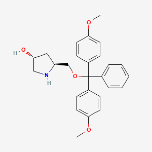 (3R,5S)-5-((Bis(4-methoxyphenyl)(phenyl)methoxy)methyl)pyrrolidin-3-ol chemical structure (CAS 151953-64-9)