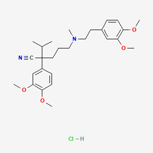 5-((3,4-Dimethoxyphenethyl)(methyl)amino)-2-(3,4-dimethoxyphenyl)-2-isopropylpentanenitrile hydrochloride chemical structure (CAS 152-11-4)