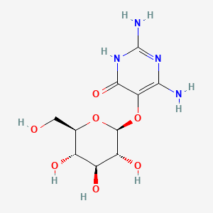 2,6-Diamino-5-(((2S,3R,4S,5S,6R)-3,4,5-trihydroxy-6-(hydroxymethyl)tetrahydro-2H-pyran-2-yl)oxy)pyrimidin-4(1H)-one chemical structure (CAS 152-93-2)