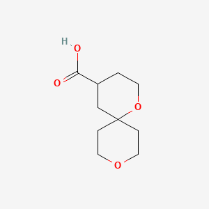 1,9-Dioxaspiro[5.5]undecane-4-carboxylic acid chemical structure (CAS 1520699-87-9)