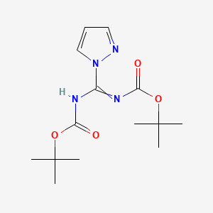 tert-Butyl (((tert-butoxycarbonyl)amino)(1H-pyrazol-1-yl)methylene)carbamate chemical structure (CAS 152120-54-2)