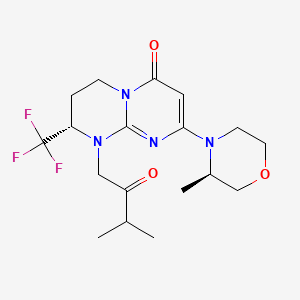 (S)-9-(3-Methyl-2-oxobutyl)-2-((R)-3-methylmorpholino)-8-(trifluoromethyl)-6,7,8,9-tetrahydro-4H-pyrimido[1,2-a]pyrimidin-4-one chemical structure (CAS 1523404-29-6)