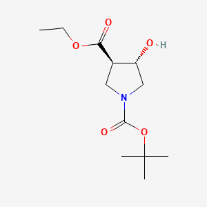 1-(tert-Butyl) 3-ethyl (3R,4S)-4-hydroxypyrrolidine-1,3-dicarboxylate chemical structure (CAS 1523541-94-7)