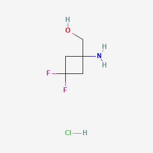 (1-Amino-3,3-difluorocyclobutyl)methanol hydrochloride chemical structure (CAS 1523618-37-2)