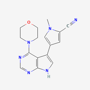 1-Methyl-4-(4-morpholino-7H-pyrrolo[2,3-d]pyrimidin-5-yl)-1H-pyrrole-2-carbonitrile chemical structure (CAS 1527475-61-1)