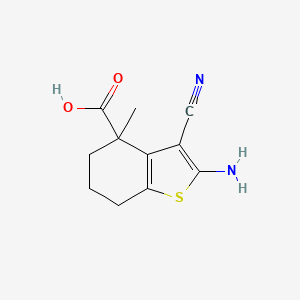 2-Amino-3-cyano-4-methyl-4,5,6,7-tetrahydrobenzo[b]thiophene-4-carboxylic acid chemical structure (CAS 1530793-63-5)