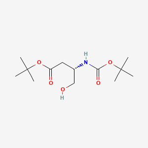 tert-Butyl (S)-3-((tert-butoxycarbonyl)amino)-4-hydroxybutanoate chemical structure (CAS 153287-86-6)