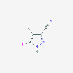 5-Iodo-4-methyl-1H-pyrazole-3-carbonitrile chemical structure (CAS 1533442-30-6)
