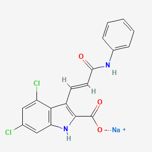 Sodium (E)-4,6-dichloro-3-(3-oxo-3-(phenylamino)prop-1-en-1-yl)-1H-indole-2-carboxylate chemical structure (CAS 153436-38-5)