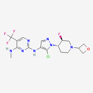 rel-N2-(5-Chloro-1-((3S,4S)-3-fluoro-1-(oxetan-3-yl)piperidin-4-yl)-1H-pyrazol-4-yl)-N4-methyl-5-(trifluoromethyl)pyrimidine-2,4-diamine chemical structure (CAS 1536200-31-3)