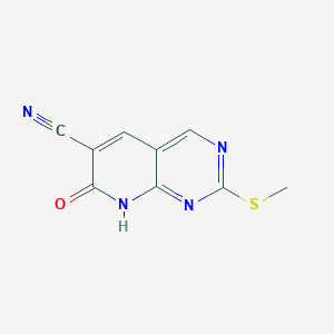 2-(Methylthio)-7-oxo-7,8-dihydropyrido[2,3-d]pyrimidine-6-carbonitrile chemical structure (CAS 1537216-36-6)