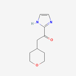 1-(1H-Imidazol-2-yl)-2-(tetrahydro-2H-pyran-4-yl)ethanone chemical structure (CAS 1537833-54-7)