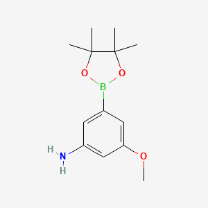 3-Methoxy-5-(4,4,5,5-tetramethyl-1,3,2-dioxaborolan-2-yl)aniline chemical structure (CAS 1538623-41-4)