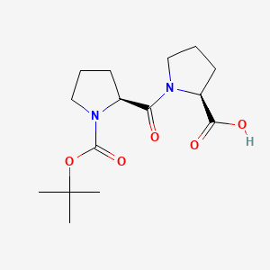 (S)-1-((S)-1-(tert-Butoxycarbonyl)pyrrolidine-2-carbonyl)pyrrolidine-2-carboxylic acid chemical structure (CAS 15401-08-8)
