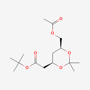 tert-Butyl 2-((4R,6S)-6-(acetoxymethyl)-2,2-dimethyl-1,3-dioxan-4-yl)acetate chemical structure (CAS 154026-95-6)