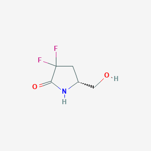 (R)-3,3-Difluoro-5-(hydroxymethyl)pyrrolidin-2-one chemical structure (CAS 1544279-19-7)