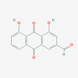 4,5-Dihydroxy-9,10-dioxo-9,10-dihydroanthracene-2-carbaldehyde chemical structure (CAS 154658-30-7)