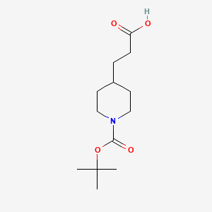 3-(1-(tert-Butoxycarbonyl)piperidin-4-yl)propanoic acid chemical structure (CAS 154775-43-6)