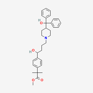 Methyl 2-(4-(1-hydroxy-4-(4-(hydroxydiphenylmethyl)piperidin-1-yl)butyl)phenyl)-2-methylpropanoate chemical structure (CAS 154825-96-4)