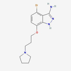 4-Bromo-7-(3-(pyrrolidin-1-yl)propoxy)-1H-indazol-3-amine chemical structure (CAS 1548941-53-2)