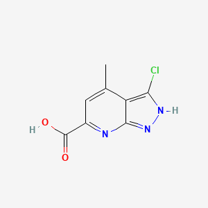 3-Chloro-4-methyl-1H-pyrazolo[3,4-b]pyridine-6-carboxylic acid chemical structure (CAS 1552129-89-1)