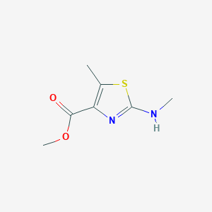 Methyl 5-methyl-2-(methylamino)thiazole-4-carboxylate chemical structure (CAS 1552600-99-3)