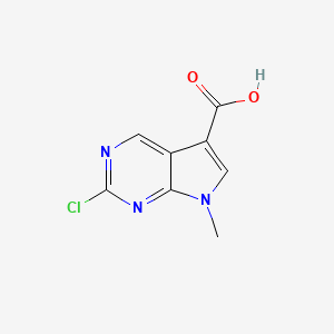 2-chloro-7-methyl-7h-pyrrolo[2,3-d]pyrimidine-5-carboxylic acid chemical structure (CAS 1554260-03-5)