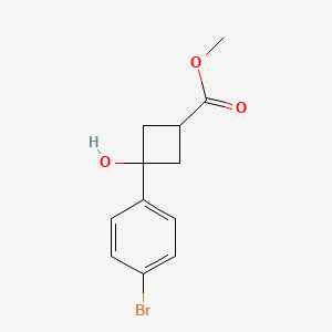 Methyl 3-(4-bromophenyl)-3-hydroxycyclobutane-1-carboxylate chemical structure (CAS 1555708-89-8)