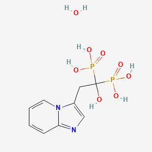 (1-Hydroxy-2-(imidazo[1,2-a]pyridin-3-yl)ethane-1,1-diyl)diphosphonic acid hydrate chemical structure (CAS 155648-60-5)