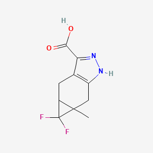 5,5-Difluoro-5a-methyl-1,4,4a,5,5a,6-hexahydrocyclopropa[f]indazole-3-carboxylic acid chemical structure (CAS 1557248-38-0)