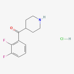 (2,3-Difluorophenyl)(piperidin-4-yl)methanone hydrochloride chemical structure (CAS 1558734-77-2)
