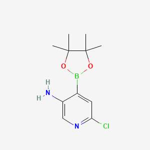 6-Chloro-4-(4,4,5,5-tetramethyl-1,3,2-dioxaborolan-2-yl)pyridin-3-amine chemical structure (CAS 1558927-18-6)