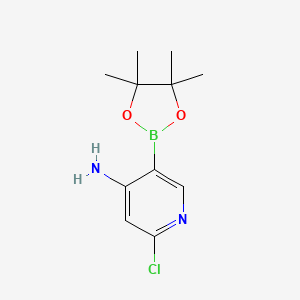 2-Chloro-5-(4,4,5,5-tetramethyl-1,3,2-dioxaborolan-2-yl)pyridin-4-amine chemical structure (CAS 1558927-36-8)
