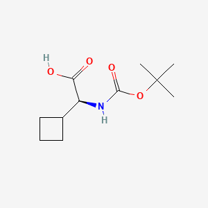 (S)-2-((tert-Butoxycarbonyl)amino)-2-cyclobutylacetic acid chemical structure (CAS 155905-77-4)