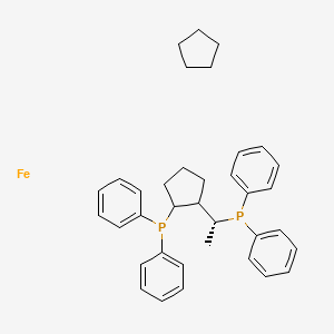 (1Rp)-1-(Diphenylphosphino)-2-[(1R)-1-(diphenylphosphino)ethyl]ferrocene chemical structure (CAS 155941-31-4)