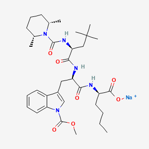 Sodium (R)-2-((R)-2-((S)-2-((2R,6S)-2,6-dimethylpiperidine-1-carboxamido)-4,4-dimethylpentanamido)-3-(1-(methoxycarbonyl)-1H-indol-3-yl)propanamido)hexanoate chemical structure (CAS 156161-89-6)