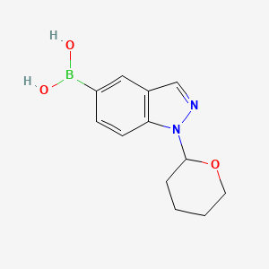 (1-(Tetrahydro-2H-pyran-2-yl)-1H-indazol-5-yl)boronic acid chemical structure (CAS 1562245-02-6)