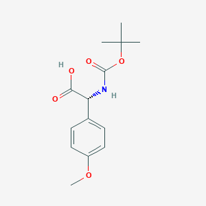 (R)-2-((tert-Butoxycarbonyl)amino)-2-(4-methoxyphenyl)acetic acid chemical structure (CAS 156407-78-2)