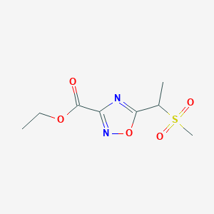 Ethyl 5-(1-(methylsulfonyl)ethyl)-1,2,4-oxadiazole-3-carboxylate chemical structure (CAS 1565117-62-5)