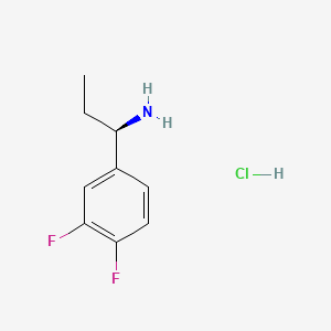 (R)-1-(3,4-Difluorophenyl)propan-1-amine hydrochloride chemical structure (CAS 1565825-89-9)