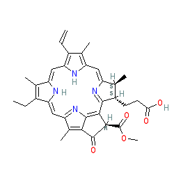 (3S,4S,21R)-9-Ethenyl-14-ethyl-21-(methoxycarbonyl)-4,8,13,18-tetramethyl-20-oxo-3-phorbinepropanoic acid chemical structure (CAS 15664-29-6)