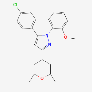 5-(4-Chlorophenyl)-1-(2-methoxyphenyl)-3-(2,2,6,6-tetramethyltetrahydro-2H-pyran-4-yl)-1H-pyrazole chemical structure (CAS 1567335-29-8)
