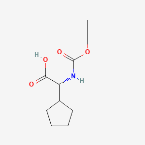 (R)-2-((tert-Butoxycarbonyl)amino)-2-cyclopentylacetic acid chemical structure (CAS 156881-63-9)