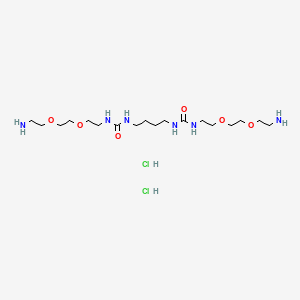 1,1'-(Butane-1,4-diyl)bis(3-(2-(2-(2-aminoethoxy)ethoxy)ethyl)urea) dihydrochloride chemical structure (CAS 1571103-88-2)
